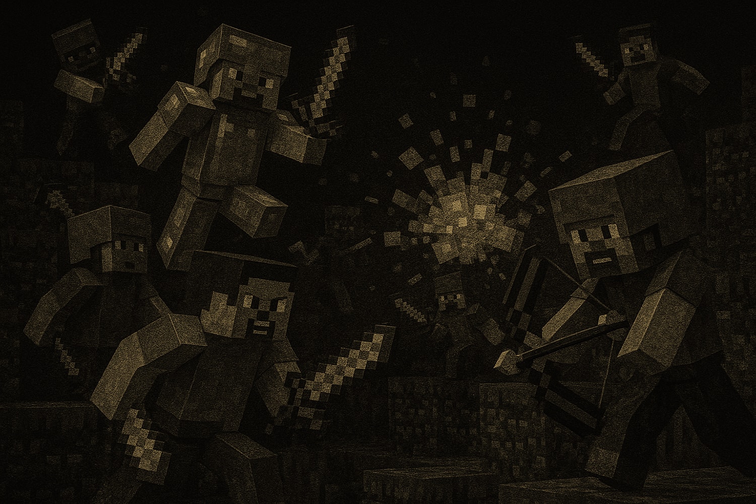 Minecraft PvP battle scene